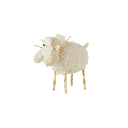 Renne avec bonnet en textile blanc 28*14*34cm