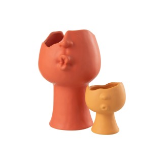 Macetero de porcelana ocre de 21x17x30 cm