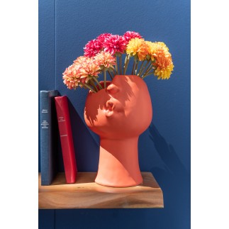 Vaso di fiori in ceramica ocra 21x17x30 cm