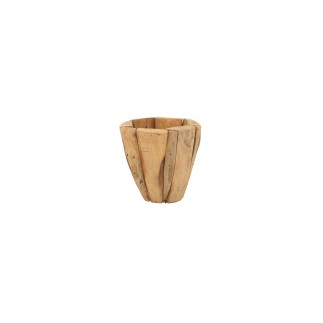 Cache-pot bois en teck naturel D.30 cm