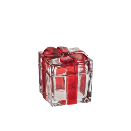 Boite cadeau en verre rouge 11*11*11.5 cm