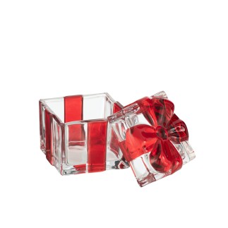Boite cadeau en verre rouge 11*11*11.5 cm