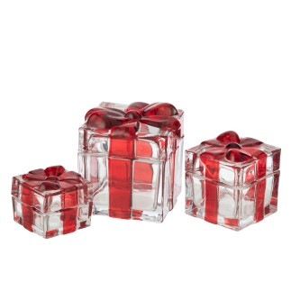 Boite cadeau en verre rouge 11*11*11.5 cm