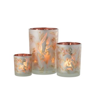 Photophore en verre multicouleur 12*12*18 cm