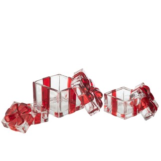 Boite cadeau en verre rouge 11*11*11.5 cm