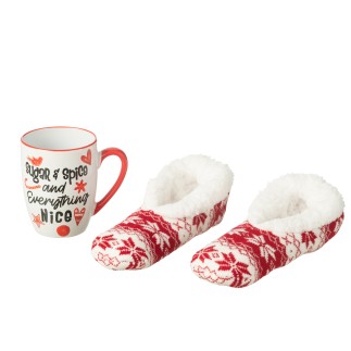 Mug avec chaussons en céramique rouge 20*6.5*27.5 cm