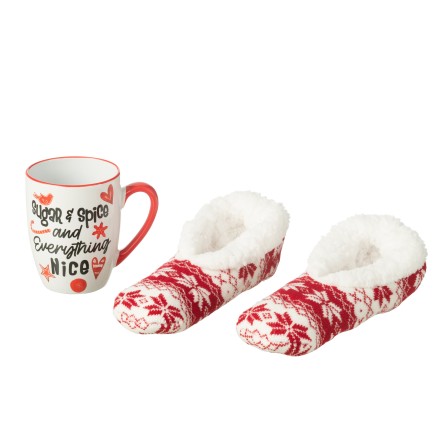 Mug avec chaussons en céramique rouge 20*6.5*27.5 cm