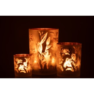 Photophore en verre multicouleur 12*12*18 cm