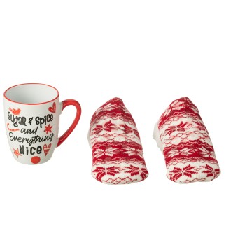 Mug avec chaussons en céramique rouge 20*6.5*27.5 cm