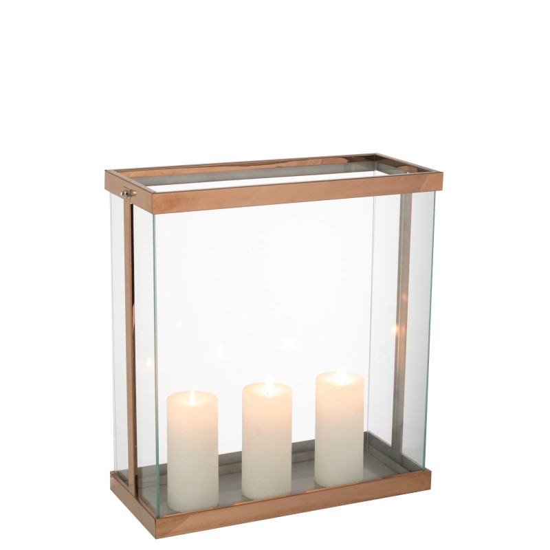 Farol rectangular de vidrio dorado 41.5*18*45 cm Farol rectangular de vidrio dorado 41.5*18*45 cm