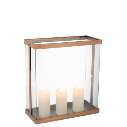 Lanterna rettangolare in vetro dorato 41,5*18*45 cm