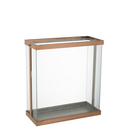 Lanterna rettangolare in vetro dorato 41,5*18*45 cm