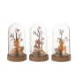 Set de 3 décorations sous cloche en métal orange 11*11*20 cm
