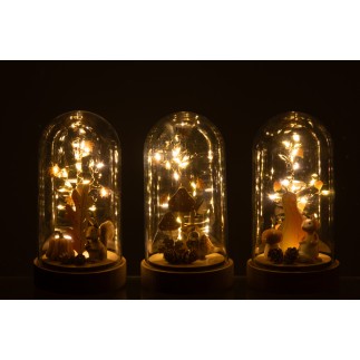 Set de 3 décorations sous cloche en métal orange 11*11*20 cm