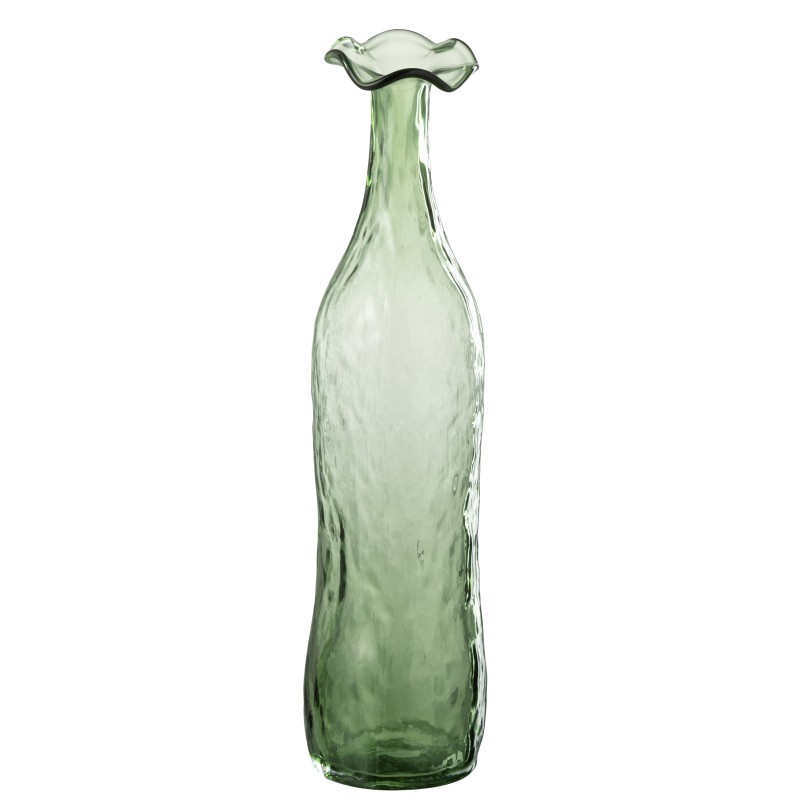 Vase en verre vert 10*10*40 cm
