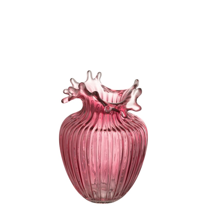 Vase en verre rose 14.5*14.5*21 cm