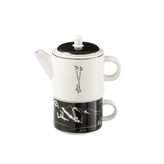 Tetera con taza de cerámica negra 28.5*9.5*18.5 cm