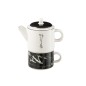Tetera con taza de cerámica negra 28.5*9.5*18.5 cm