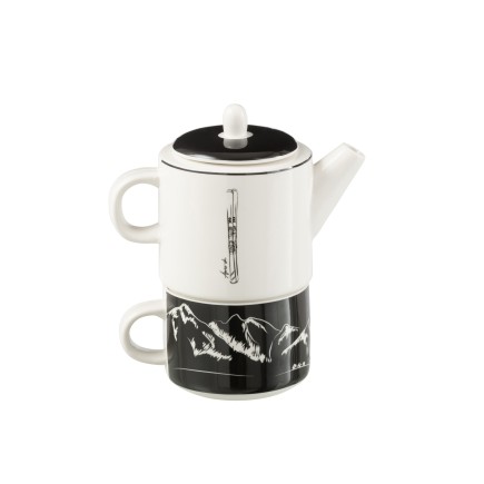 Tetera con taza de cerámica negra 28.5*9.5*18.5 cm
