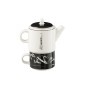 Tetera con taza de cerámica negra 28.5*9.5*18.5 cm