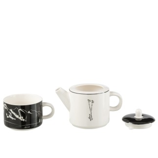 Tetera con taza de cerámica negra 28.5*9.5*18.5 cm