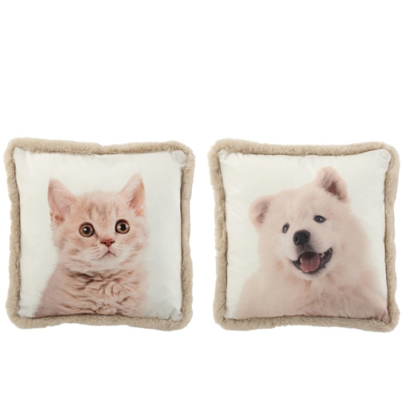 Set de 2 coussins en polyester blanc 45*45*15 cm