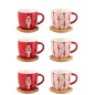 Juego de 6 tazas de cerámica roja y blanca 11*11*6 cm