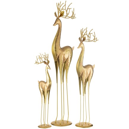 Cerf sur pied en métal doré 22.5*17*92 cm