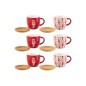 Juego de 6 tazas de cerámica roja y blanca 11*11*6 cm