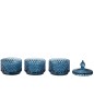 Pot 3 étages en verre bleu 8.5*8.5*20 cm
