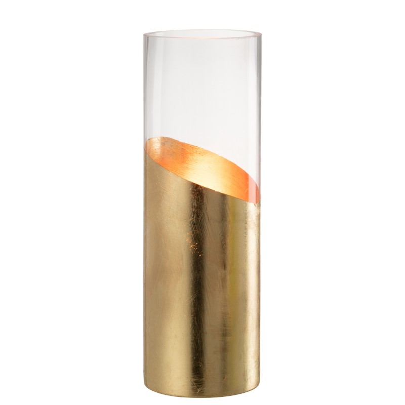 Photophore en verre doré 10*10*30 cm
