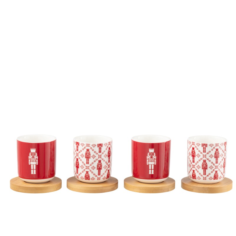 Juego de 4 tazas de cerámica roja 13.8*13.8*7.5 cm