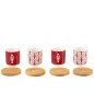 Juego de 4 tazas de cerámica roja 13.8*13.8*7.5 cm