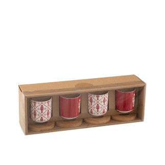 Juego de 4 tazas de cerámica roja 13.8*13.8*7.5 cm