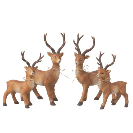 Lot de 2 cerfs debout en céramique marron 18.5*9*28 cm