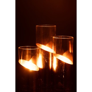 Photophore en verre doré 10*10*30 cm