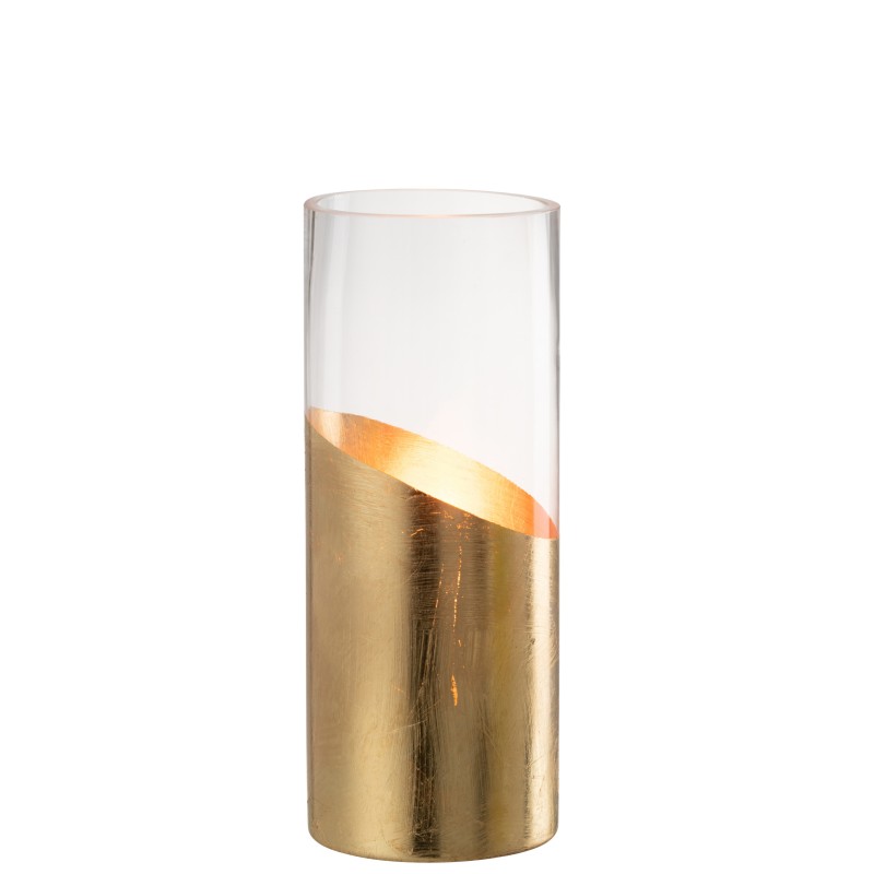 Photophore en verre doré 10*10*25 cm