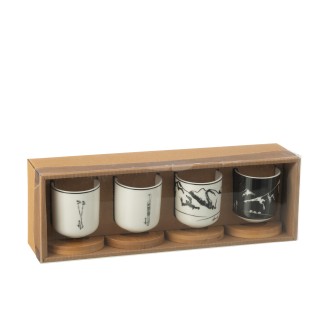 Juego de 4 tazas de cerámica negra 5.7*5.7*6.4 cm