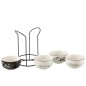 Juego de 4 tazas con soporte de cerámica negra 11.2*11.2*6.2 cm