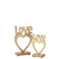 Coração love em base de madeira e alumínio dourado 14,5 x 5 x 21 cm Coração love em base de madeira e alumínio dourado 14,5 x 5 x 21 cm