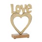 Cuore d'amore su base di legno in alluminio dorato 14,5x5x21 cm