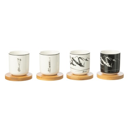 Lot de 4 tasses en céramique noir 5.7*5.7*6.4 cm
