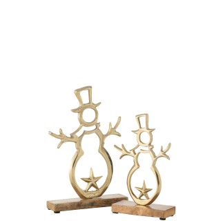 Muñeco de nieve decorativo de aluminio dorado 13.5*5*21 cm