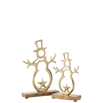 Muñeco de nieve decorativo de aluminio dorado 13.5*5*21 cm