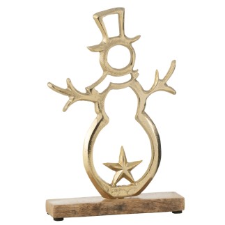 Muñeco de nieve decorativo de aluminio dorado 13.5*5*21 cm