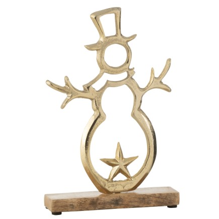 Muñeco de nieve decorativo de aluminio dorado 13.5*5*21 cm