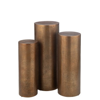 Set de 3 piliers en métal doré 35*35*90 cm