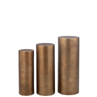 Set de 3 piliers en métal doré 35*35*90 cm