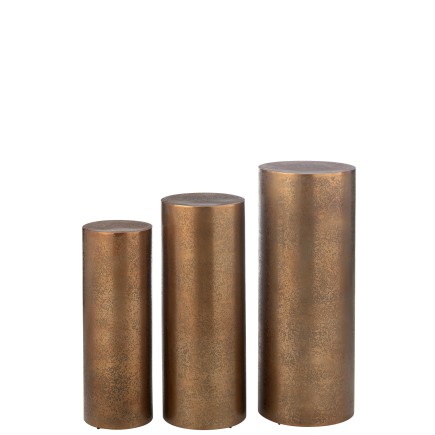 Set de 3 piliers en métal doré 35*35*90 cm