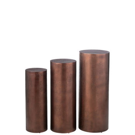Set de 3 piliers en métal bronze 35*35*90 cm